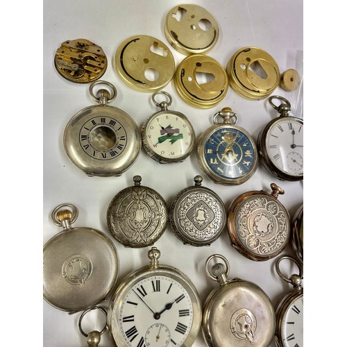 53 - Antique & vintage silver pocket watches fusee, Waltham etc some ticking sold as found