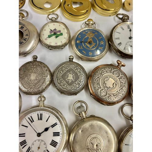 53 - Antique & vintage silver pocket watches fusee, Waltham etc some ticking sold as found