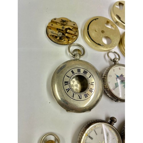 53 - Antique & vintage silver pocket watches fusee, Waltham etc some ticking sold as found