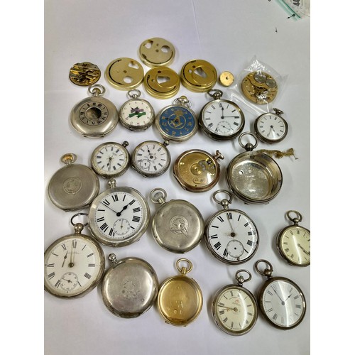 53 - Antique & vintage silver pocket watches fusee, Waltham etc some ticking sold as found