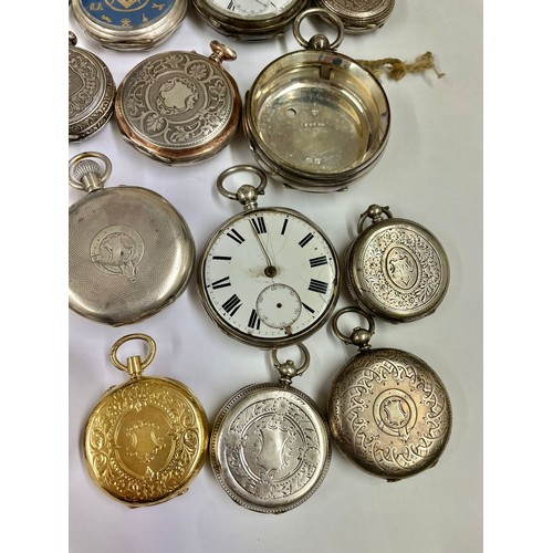 53 - Antique & vintage silver pocket watches fusee, Waltham etc some ticking sold as found