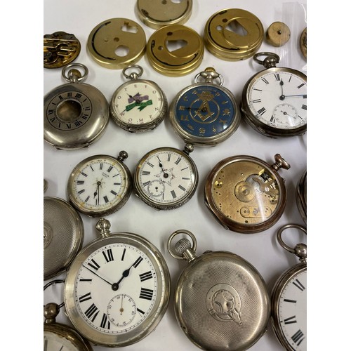 53 - Antique & vintage silver pocket watches fusee, Waltham etc some ticking sold as found