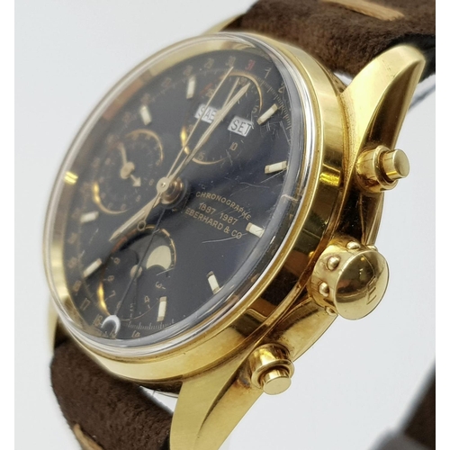 10 - A rare 18 K yellow gold EBERHARD & Co NAVY MASTER CHRONOGRAPH Centenary edition (1887-1987) gents wa... 