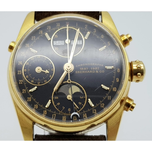 10 - A rare 18 K yellow gold EBERHARD & Co NAVY MASTER CHRONOGRAPH Centenary edition (1887-1987) gents wa... 