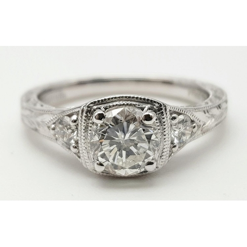 351 - A platinum diamond ring designed by AMAVIDA. Diamonds 0.82 carats, ring size: M/N, weight: 5.78 g.