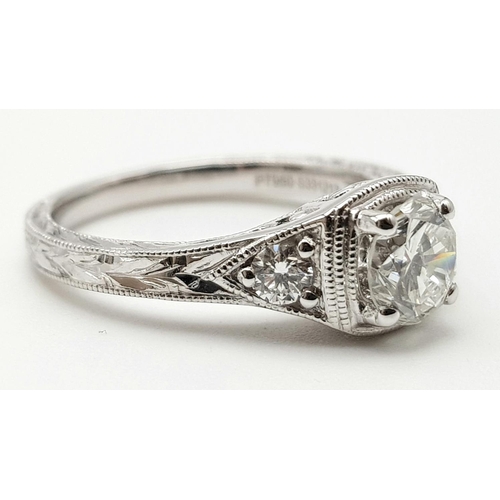 351 - A platinum diamond ring designed by AMAVIDA. Diamonds 0.82 carats, ring size: M/N, weight: 5.78 g.