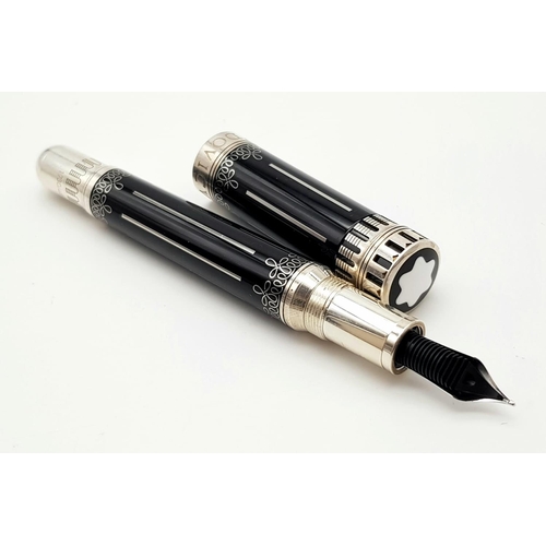 372 - A statement MONT BLANK LVDOVICVS fountain pen with 18 K white gold nib. length: 14.5 cm, weight: 96.... 