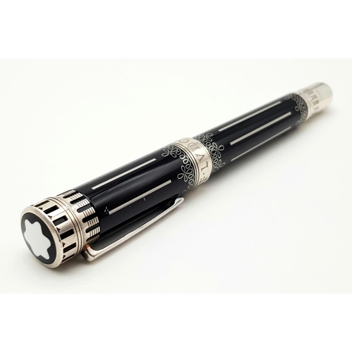 372 - A statement MONT BLANK LVDOVICVS fountain pen with 18 K white gold nib. length: 14.5 cm, weight: 96.... 