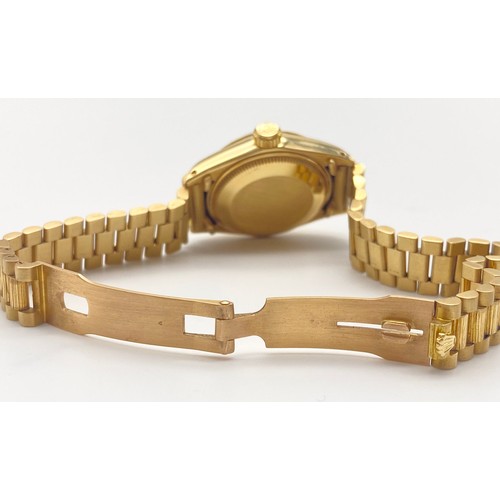 52 - A Rare Rolex Oyster Perpetual 18K Solid Gold Datejust Ladies Watch with Bark-Effect Decorative strap... 