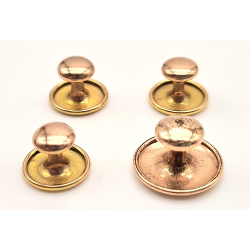 688 - Four Antique 9K Yellow Gold Shirt Studs - In original James Usher presentation case. 2.85g total wei... 