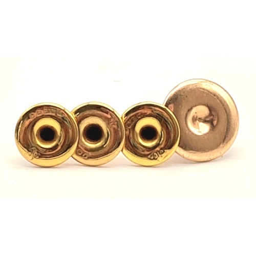 688 - Four Antique 9K Yellow Gold Shirt Studs - In original James Usher presentation case. 2.85g total wei... 