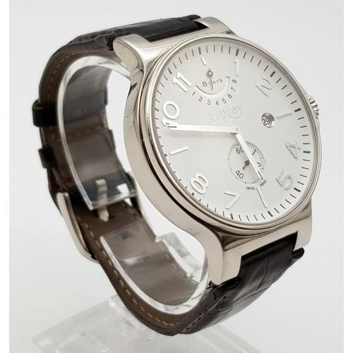 78 - An ASPREY gents watch, limited edition (20/100) with 8 day power storage capability. 41 mm dial, whi... 