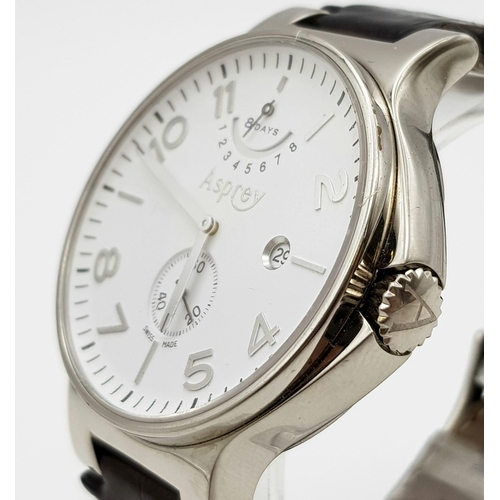 78 - An ASPREY gents watch, limited edition (20/100) with 8 day power storage capability. 41 mm dial, whi... 