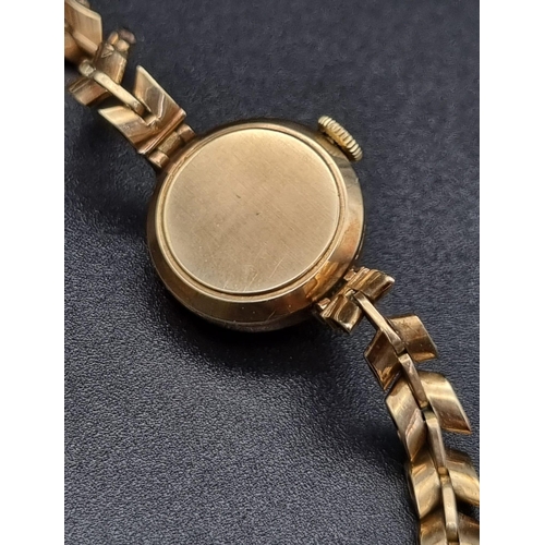 701 - A Vintage 9K Gold Rone Seventeen Ladies Cocktail Watch. Case - 16mm. Mechanical movement. 15.75g tot... 