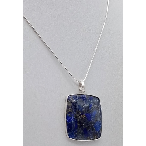 675 - A collection of two pendants lapis gemstone (Pendant Size: 4.5cm, Chain Length: 50cm) and Sodalite G... 