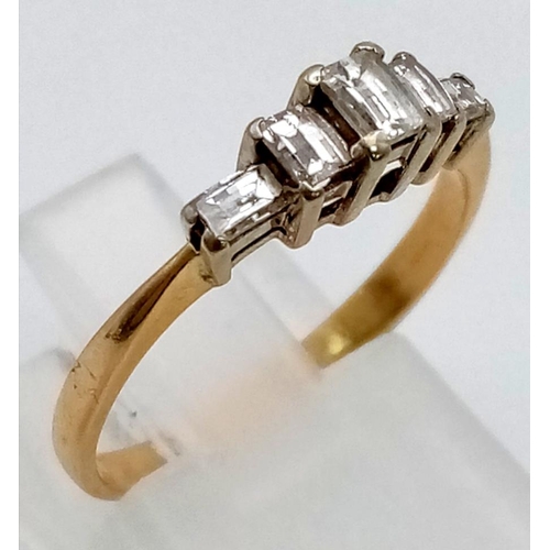 115 - An 18K Yellow Gold Millennium Cut Diamond Ring. 0.5ct of millennium faceted diamonds that refract li... 