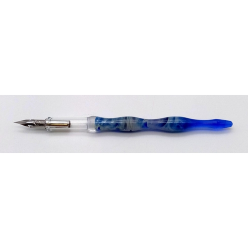 331 - A collectable, Venetian glass, calligraphy pen with a spare nib (R. Esterbrook and Co made in USA) i... 