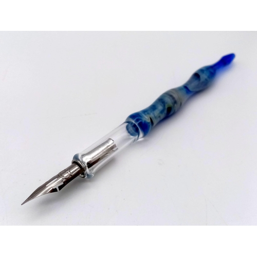 331 - A collectable, Venetian glass, calligraphy pen with a spare nib (R. Esterbrook and Co made in USA) i... 