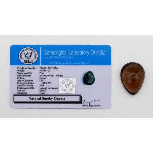 686 - Lot of 3 Gemstones - 37.75 Ct Mixed Cut Smoky Quartz, 34.25 Ct Mixed Cut Lemon Quartz & 46.95 Ct Mix... 