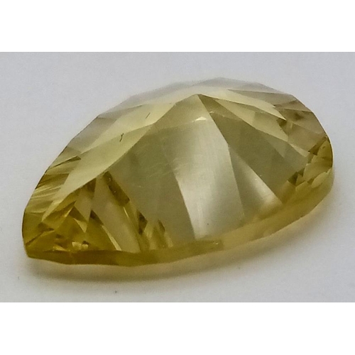 694 - 6.90 Ct Concave Cut Lemon Quartz, Pear Shape, GLI Certified