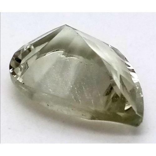 722 - 6.55 Ct Concave Cut Green Amethyst, Pear Shape, GLI Certified