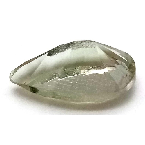 722 - 6.55 Ct Concave Cut Green Amethyst, Pear Shape, GLI Certified