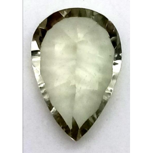 722 - 6.55 Ct Concave Cut Green Amethyst, Pear Shape, GLI Certified