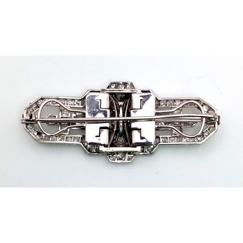 160 - An Art Deco Style Platinum and Diamond Double-Clasp Bar Brooch. Separates into two smaller brooches ... 