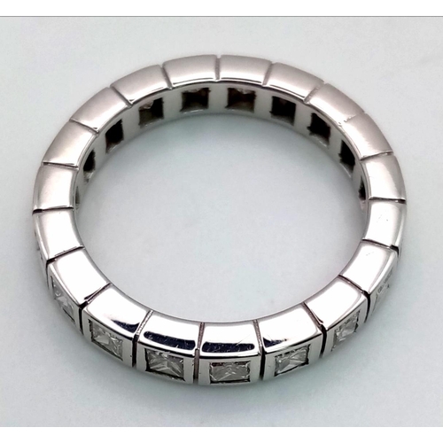 231 - An 18K White Gold Diamond Full Eternity Ring. 2.5ct of square-cut diamonds. Size N. 5g total weight.