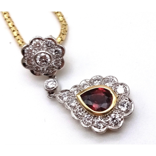 152 - 1.00 carat unheated, natural ruby and 2.00 carat natural diamond pendant, set in 18 carat yellow gol... 