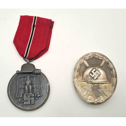 189 - WW2 German Eastern Front Medal & Silver Wound Badge with Certificates Awarded to the same soldie... 