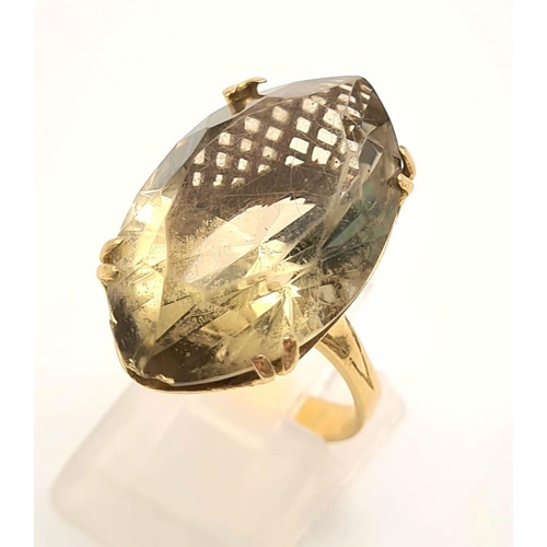 256 - 18K YELLOW GOLD STONE SET RING. SIZE N. 8G