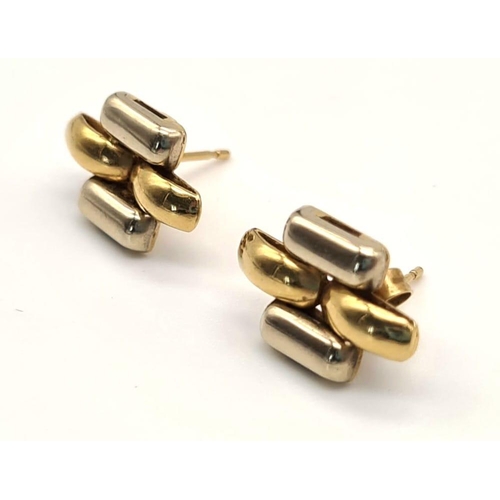 261 - 18K 2-COLOUR STUD EARRINGS.  2.8G TOTAL WEIGHT