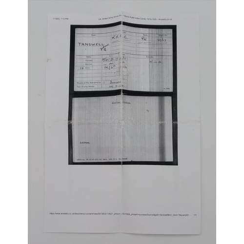 42 - WW1 Medal Trio & Death Plaque to P.G Tanswell who died during the 2nd Battle of Ypres. As he was... 