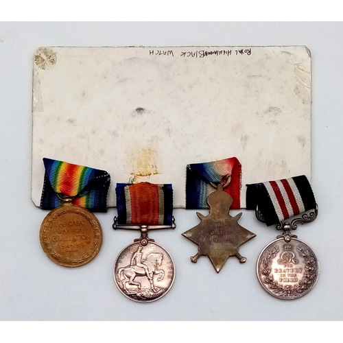 7 - WW1 Military Medal & 1914-15 Trios awarded to: S-11142 Pte J.Lindsay Royal Highlanders (Black
Watch)... 