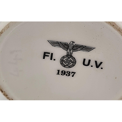 790 - WW2 German 1937 Dated Luftwaffe Beaker. Small Chip and Crack.