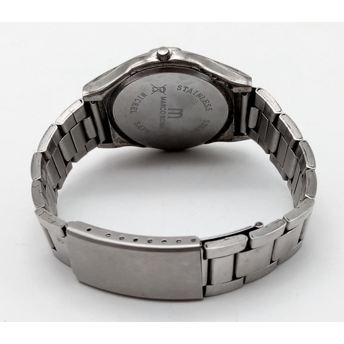 985 - MARCO ROMA STEEL BRACELET WATCH Q. IN WORKING ORDER - AF.