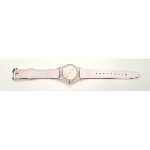 990 - PINK AND WHITE UNION JACK RUBBER STRAP WATCH - 
AF