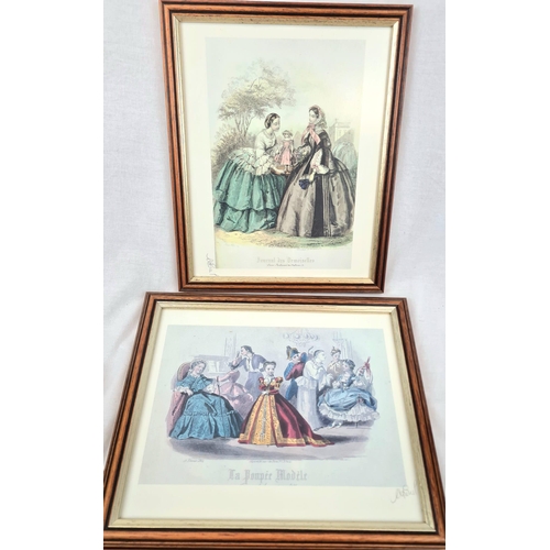 995 - Eight Vintage Framed Prints of French Ladies. 28 x 23cm