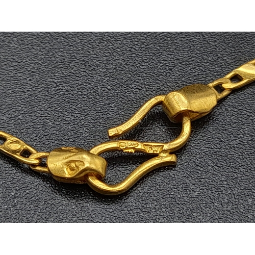 101 - A 22K Yellow Gold Link Necklace. 44cm. 5.2g. Ref - 1022.