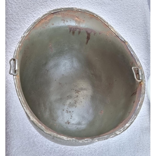 133 - WW2 US M1 Swivel Bale Helmet Front Seam Helmet with insignia of the 27th Infantry Division.