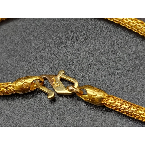 349 - A 21K Yellow Gold Miniature-Multi-Link Chain. 56cm. 20.44g. A slight kink, so A/F. Ref - 9308