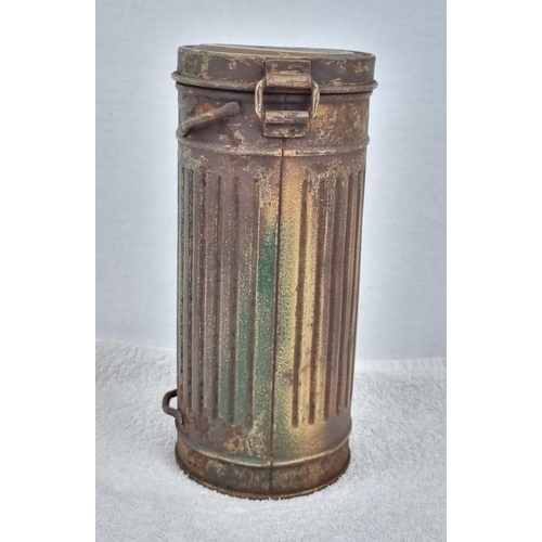 350 - WW2 German Gas Mask Canister. Painted in Normandy Camouflage Colours.