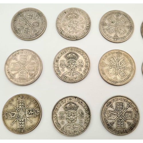 364 - A Selection of Vintage Silver (.500) English Coins. Please see photos for conditions. 185g total wei... 