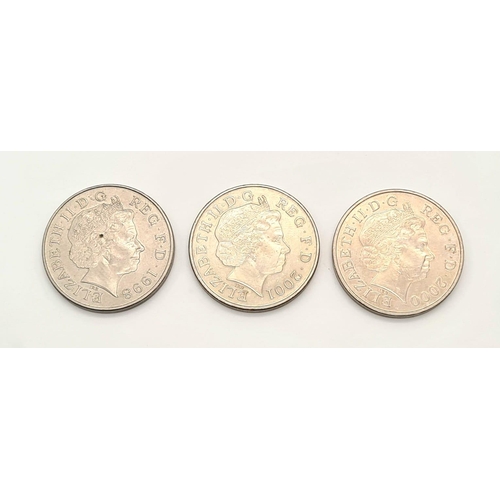 496 - Three Five Pound Commemorative Royal Family Coins.