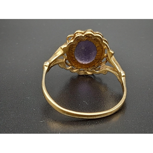 530 - 9K YELLOW GOLD AMETHYST RING 3.1G SIZE V