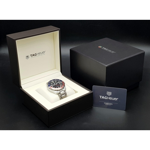 61 - TAG HEUER AQURACER WATCH WITH ORIGINAL BOX. 
WAY20IF/SN RTP6318. STAINLESS STEEL STRAP AND CASE - 45... 