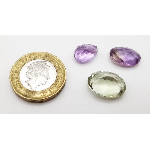 750 - Lot of 3 Gemstones - 4.10 Ct Mixed Cut Amethyst, 4.20 Ct Mixed Cut Ametrine & 8.60 Ct Mixed Cut Gree... 