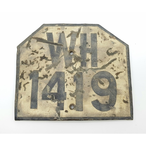 398 - WW2 German Army Motorbike Rear Number Plate.