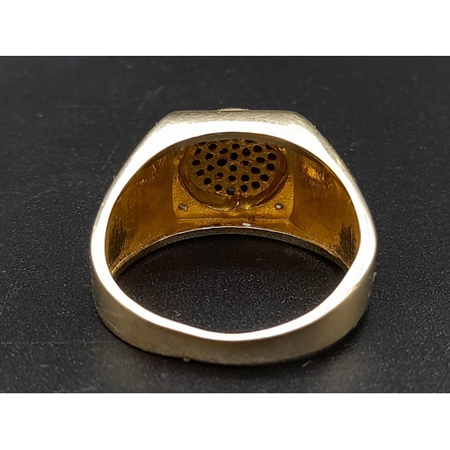 461 - A 14K Yellow and White Gold Signet Ring. Size X. 8g.
Ref - 446. A/F.